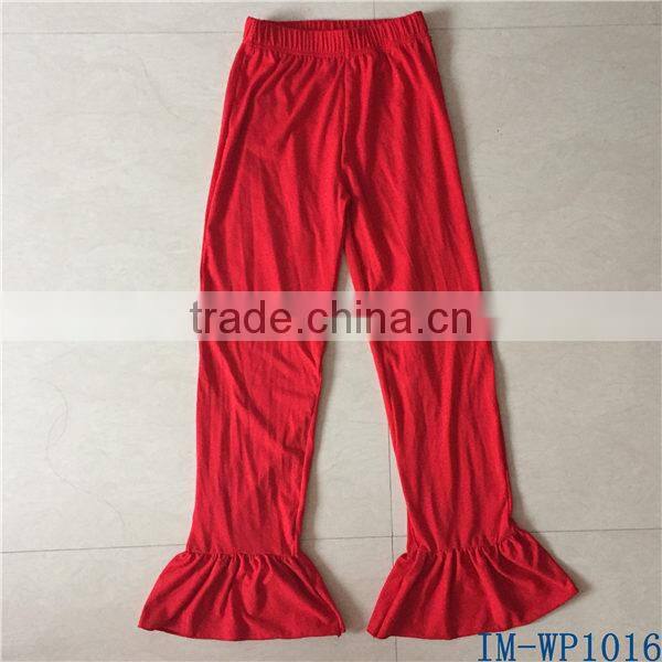 Casual Plus Size Women Clothing Wholesale Ladies Cotton Red Ruffle Pants IM-WP1016