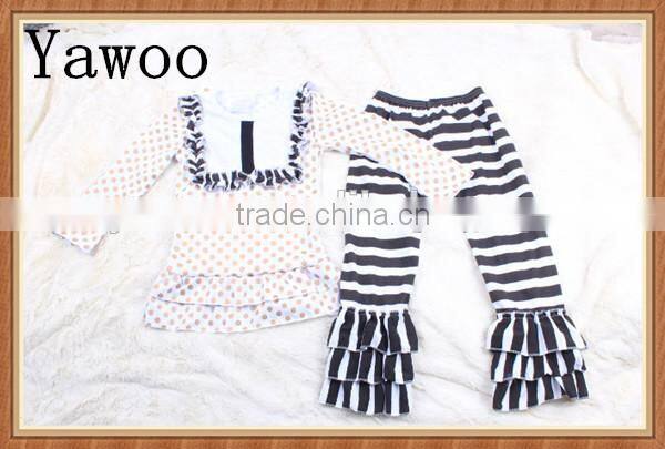 2015 baby clothes turkey 3pcs skirt wholesale kids clothing winter tee w pants bib wholesale children's boutique clothing sets