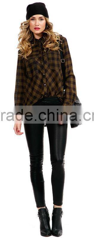 Womens Fashion Stretch Black Leather Legging