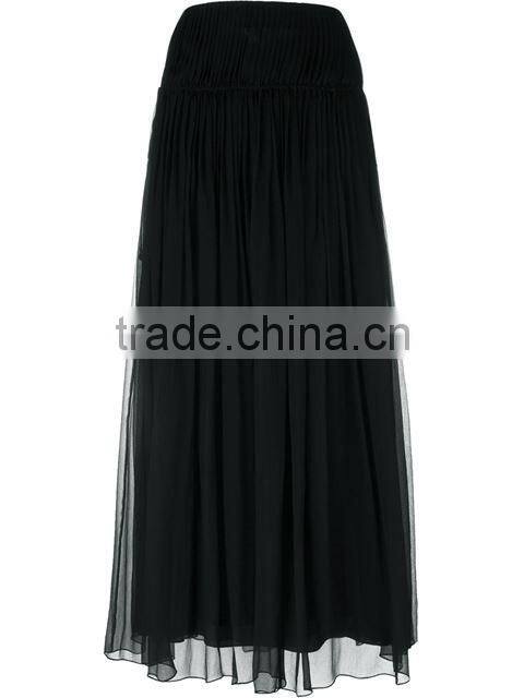 Custom Women 100% Silk Black Pleated Skirts,Fashion Summer Clothes Silk Pleated Skirts For Women