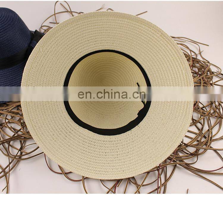 Summer Pure Colour Large Eaves Straw Hat Foldable Sunshade Hat