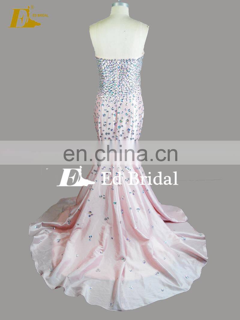 Hot Sale Sweetheart Cutout Neckline Stone Beaded Pink Sexy Mermaid Long Prom Dress