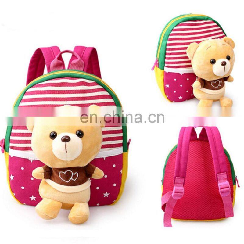 Fushcia Soft Felt Bear Baby Backpack Cartoon