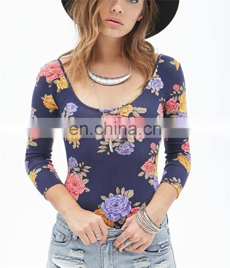 2016 Bodysuit Floral Printed Apparel for Women bodysuit cheap female clothing