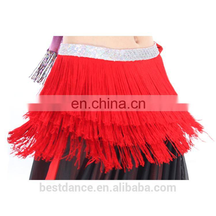 Bestdance latin belly dance hip scarf belt salsa dance tassel hip scarf belt ballroom hip scarf belt OEM