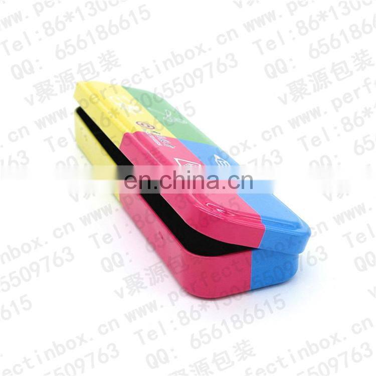 Tin pencil case with hinge for children/plastic pencil case