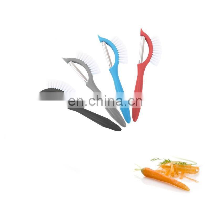 Multifunctional Kitchen Accessories Stainless Steel Sharp Peeler Fruit Potato Peeler Kitchen Gadgets with Brush