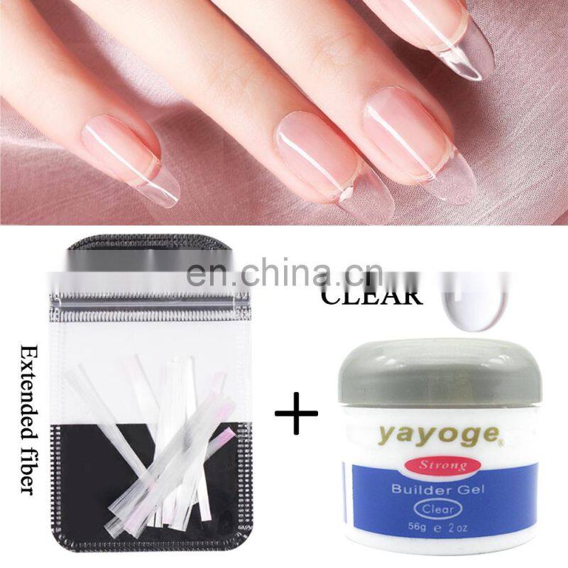 Fiberglass Extension nail gel kit with builder gel set fiber glass uv gel with base coat and top coat in stock