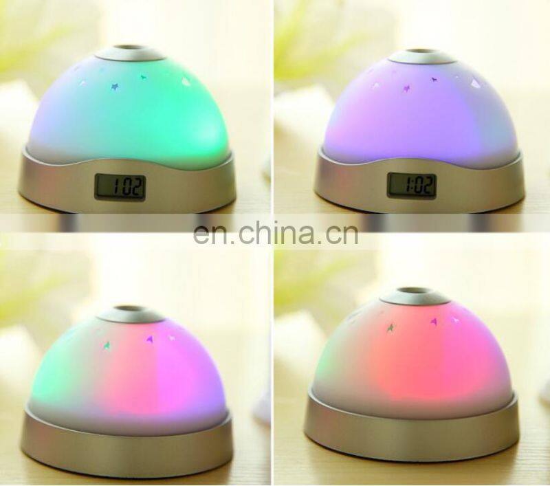 Battery operated 7 colors changed star sky master projector alarm clock LED