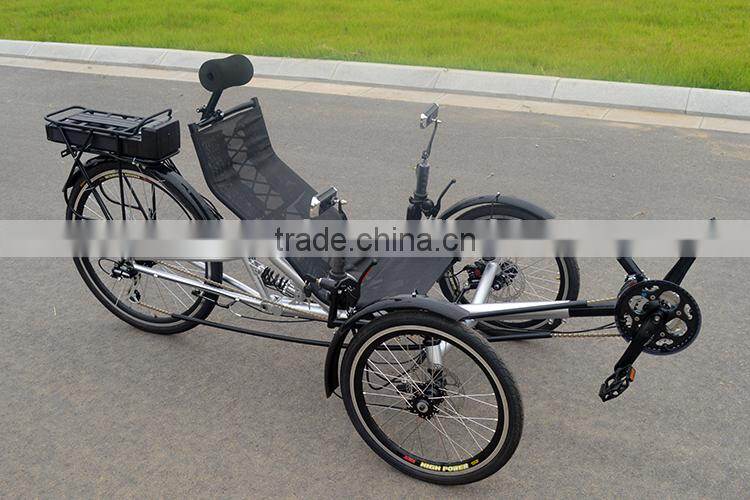 Pedal assisted single person recumbent trike