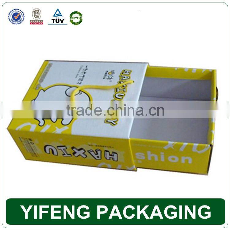 Custom cardboard cute folding baby shoe box packaging/Folding pvc window corrugated box