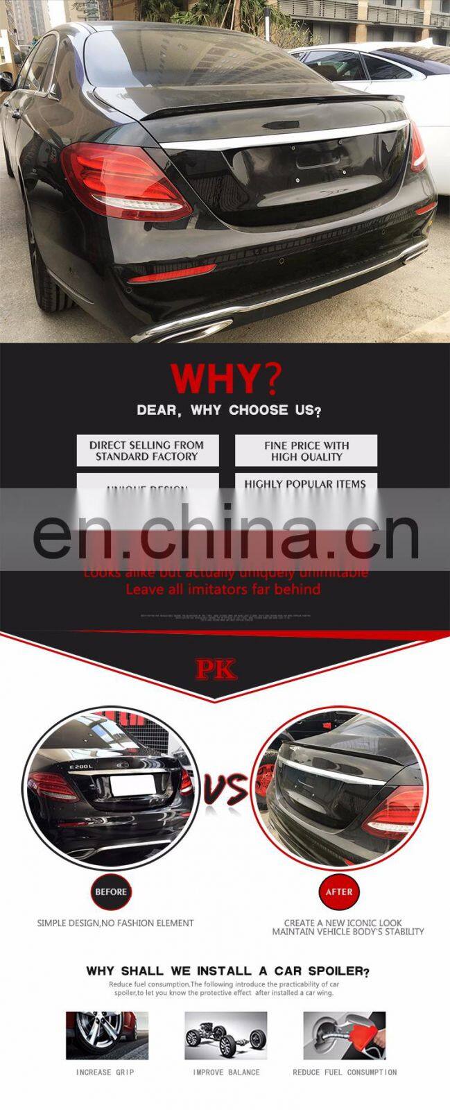 A Style Carbon Fiber Car Wing Spoiler for Mercede s Ben z E-Class W213 Sedan 4-Door 16-17 (Fit:W213)