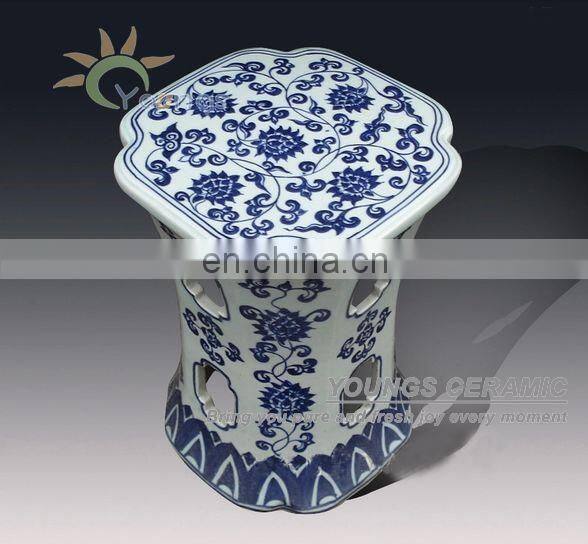 Antique chinese hand painted ceramic garden stool