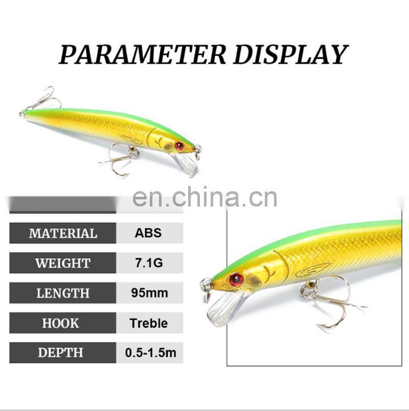 10 Colorful 95mm 7.1g Hard Bait Minnow Fishing Lures Tackle 3D Fish Eyes Cheapest Fishing Lure