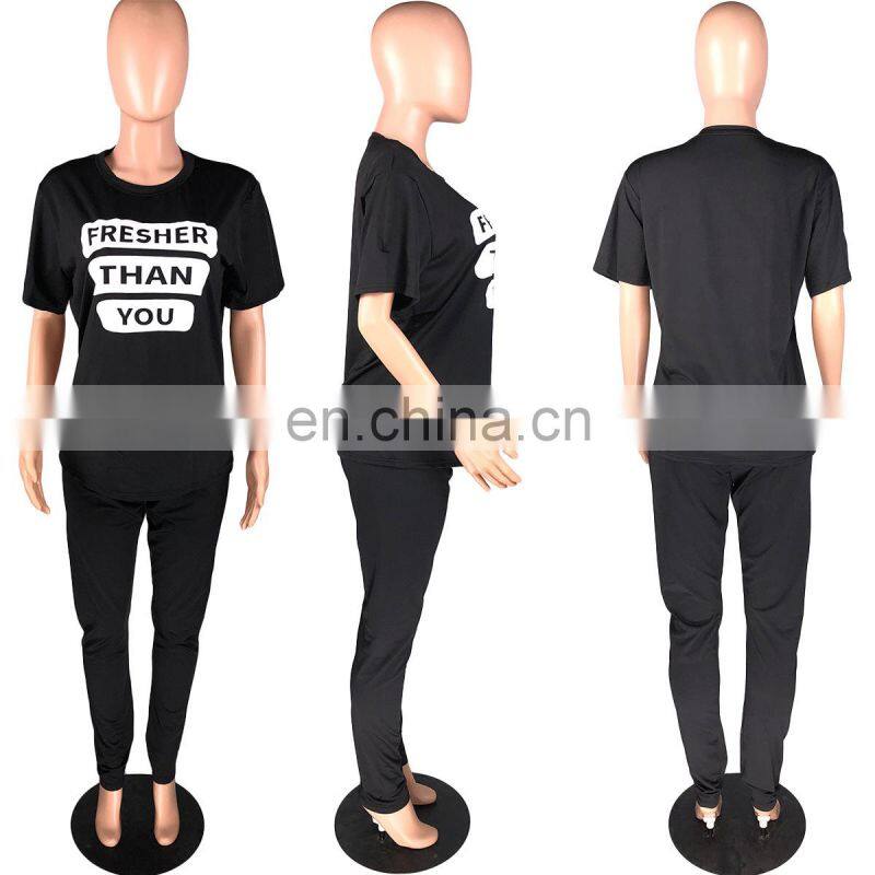 Clothing wholesale custom summer new fashion sports and leisure suit letter large size printing loose women's clothing