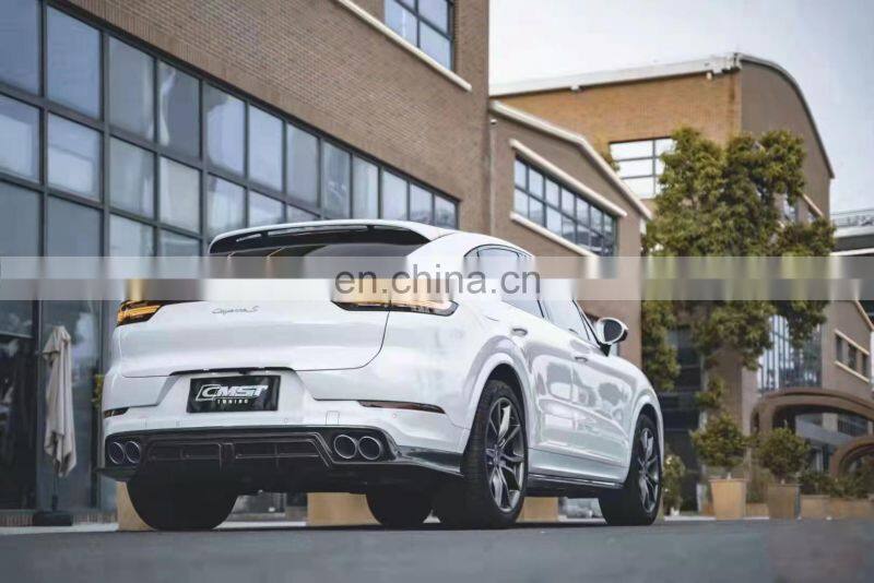 Runde Carbon Fiber Material Front Lip Side Skirt Wheel Eyebrow Rear Lip Spoiler For Porsche Cayenne Modify CMST Style Body Kit