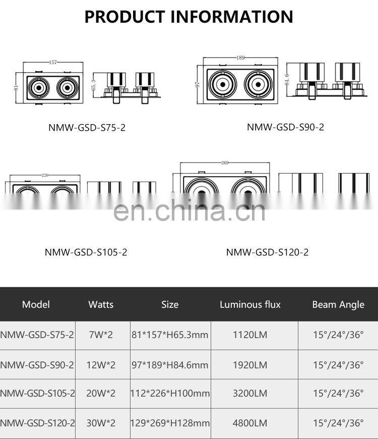New Design Small High Brightness Small Down Lamp Indoor Residential 2*12W LED Linear Grille Light