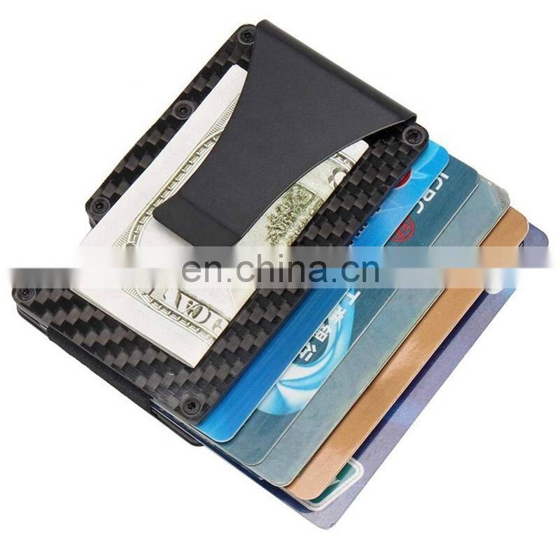 2021 New Minimalist Carbon Fiber Card Case With Money Clip Aluminum Wallet metal Rfid Credit Card Holder wallet rfid blocking