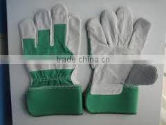 split leather safety gloves green