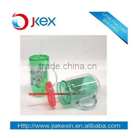 embossed colored plastic double wall plastic mason jar