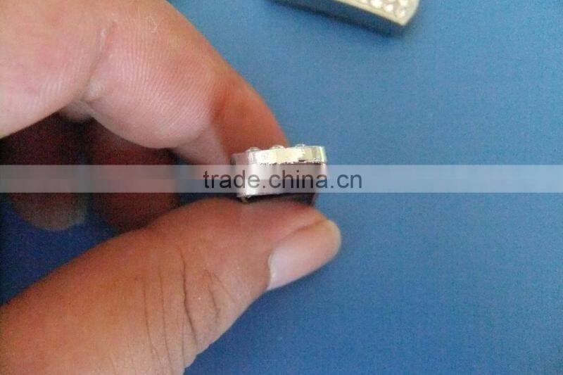 10mm Many Rhinestones Pane Rectangular Block Shape Slide Charms