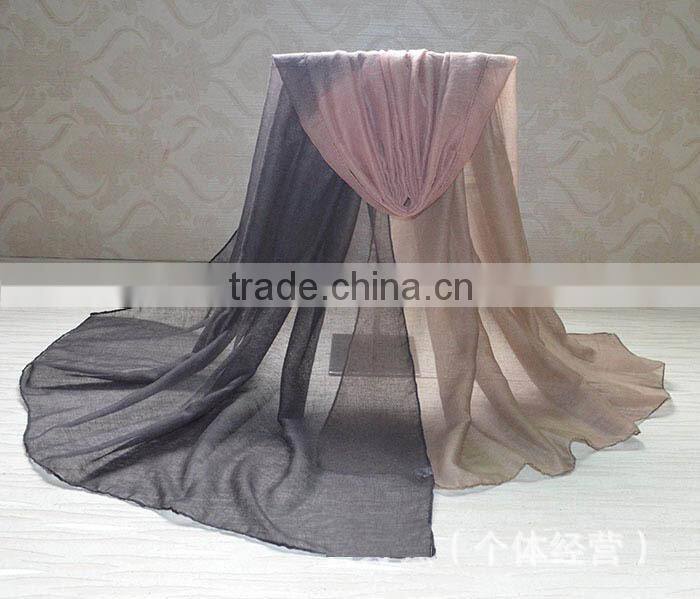 Trend All-match Long Large Gradient Color Ladies' Foulard Scarf Muslim Hijabs