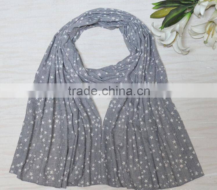 Wholesale Fall Winter Women Fashion Star Printed Cotton Rayon Scarf