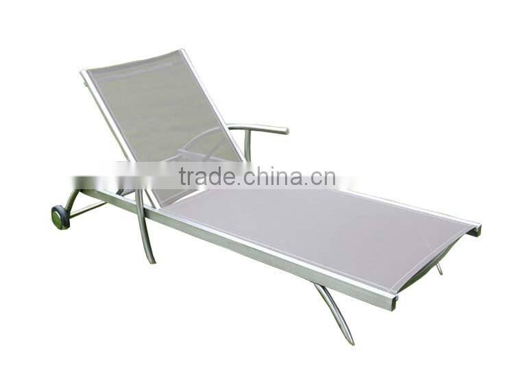 Outdoor Leisure Stainless Steel Mesh Lounge Chair Wheels Beach Hotel Pool Lounge Chair
