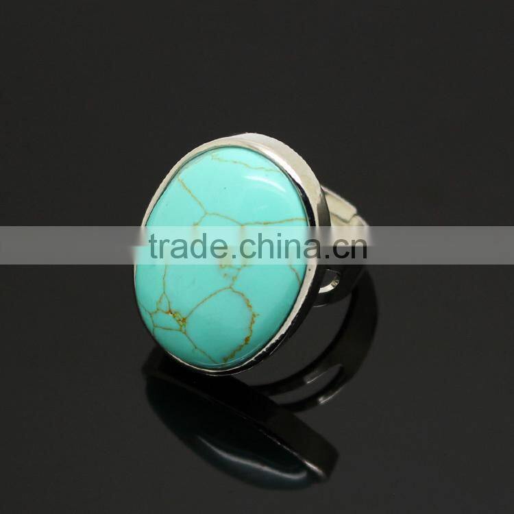 RG1031Wholesale Oval Turquoise Adjustable Ring,Bezel Gem Ring
