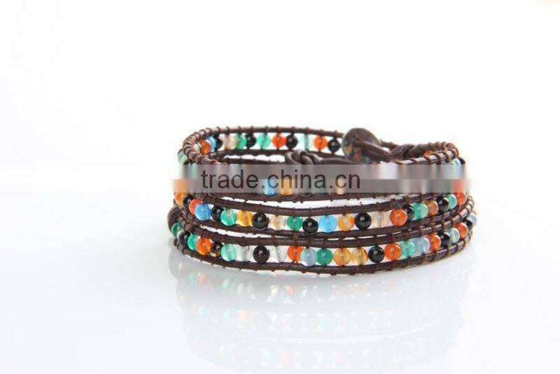 2016 New Products 4mm Colourful Crystal Beads Wraped Bracelets