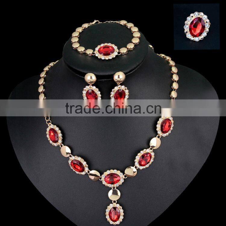 European And American Fashion Green Color Crystal Alloy Rhinestone Jewelry Set