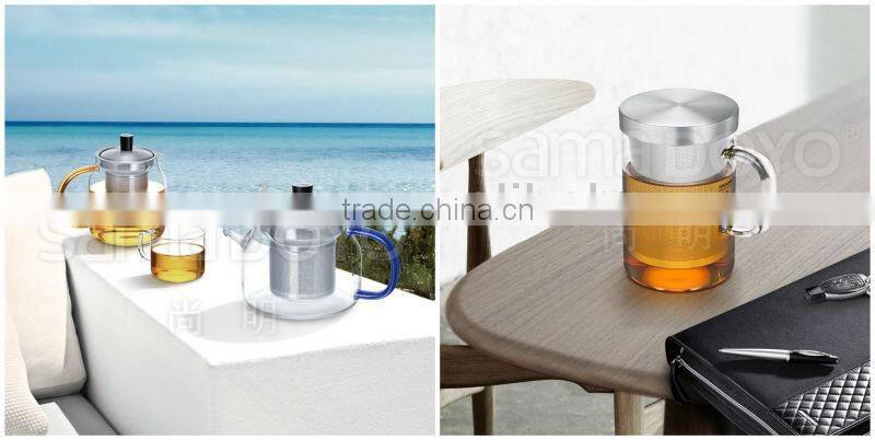 500ml Heat-resistant Glass Teacup with Stainless Steel Infuser with Golden Handle