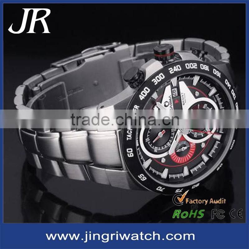 6 Hands oli-pressed dial watches quartz stainless steel watch water resistant stainless steel 10atm water resistant watches men