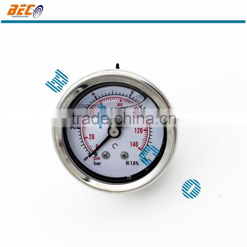 Back mounting all ss tank level pressure gauge