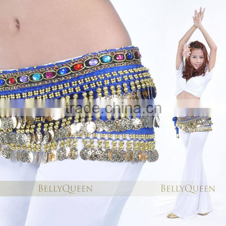 Velvet belly dance gold coins belt More Colors ,BellyQueen