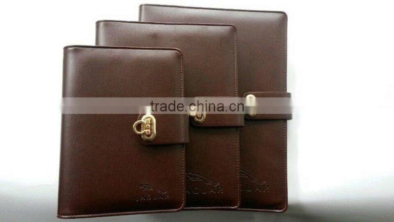 2014 Popular leather loose-leaf metal ring diary