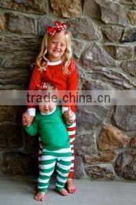 organic cotton baby striped Christmas pajamas for family matching