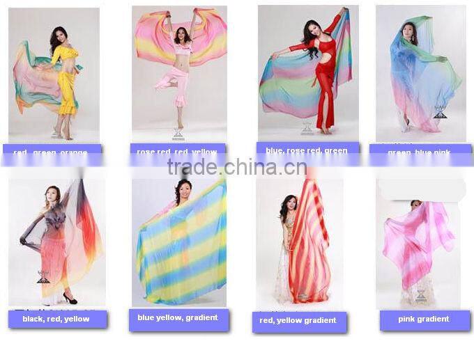 Belly Dance Silk Veil for Performance with Three Colors Switched
