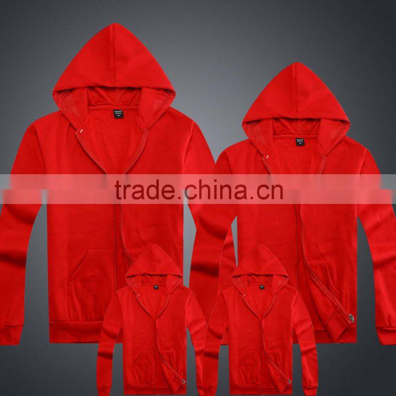 Wholesale plain fashion custom sports wear zip up hoddies for men lovers parent child clothes