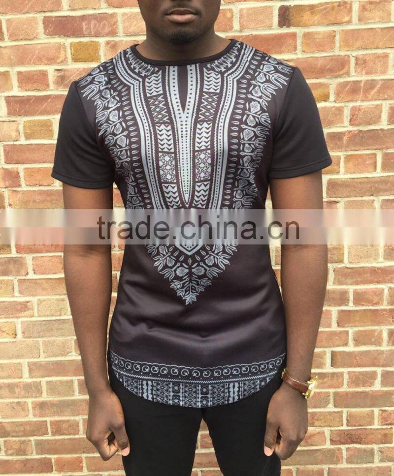 Wholesale dashiki supplier mens tall tee extra long side zip t shirt