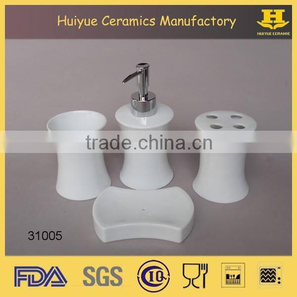 ceramic bathroom set, lotion bottle, soap dish, tumbler, toothbrush holder