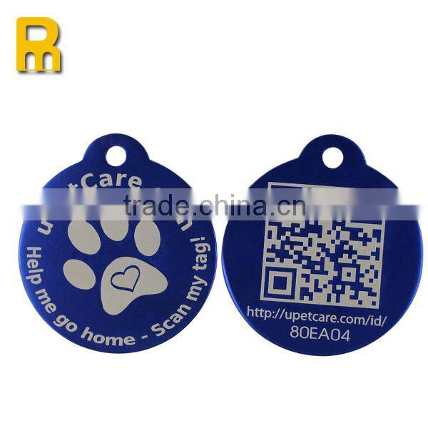 Round Custom LOGO Anodized aluminum QR code laser dog tags/pet ID tags