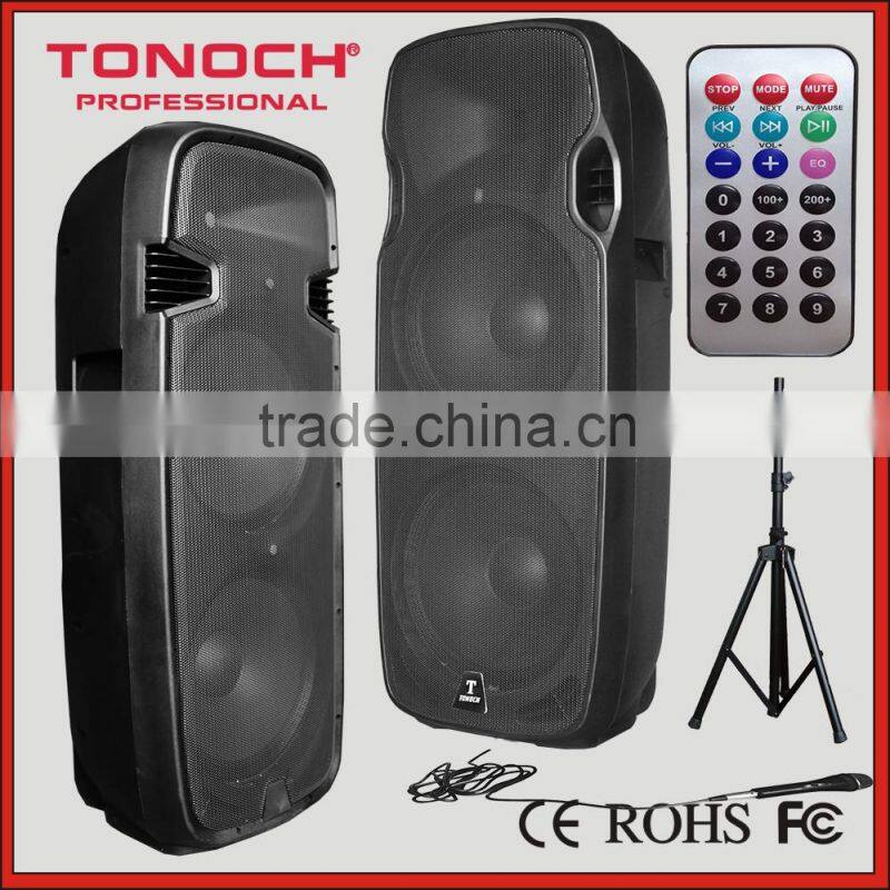 DUAL 15 inch 2 way plastic Professional sound active speaker with light