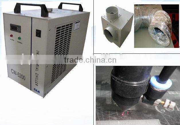 European routes cutting and engraving with 80w co2 laser machine together