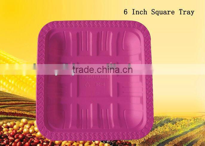 biodegradable disposable eco-friendly 9 inch square food trays
