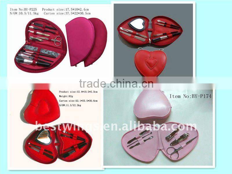 Heart-shape Professional Make up brush Set&Manicure Set+Manufacturer Direct
