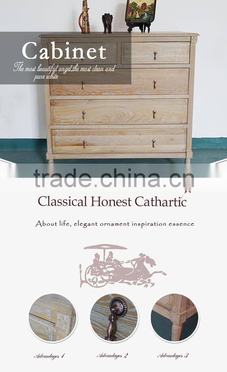 Reclaimed Wood Furniture With 5- Drawers Solid Wood Storage Cabinet