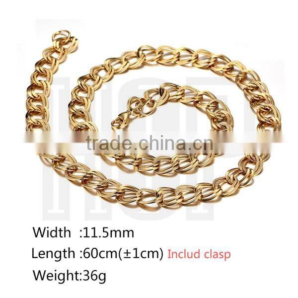 Fashion top sale stainless steel double gold chain