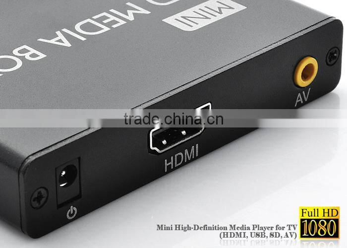 Portable Mini full HD 1080P media player with USB/SDHC/MMC/SD card slot ,autoplay&loops&resume for advertising display
