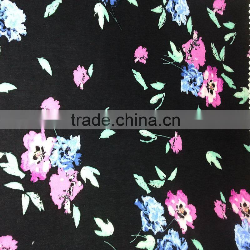 2015 xiangsheng samll flower cotton printing viscose elastane jersey fabric